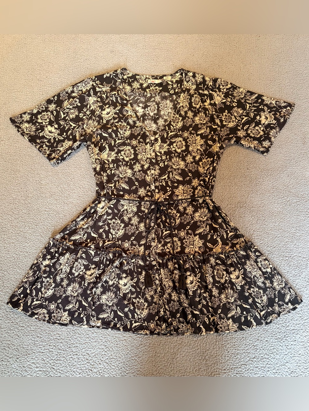 Boho Cottage Retro Ruffles Faherty Orinda Mini Dress Size L